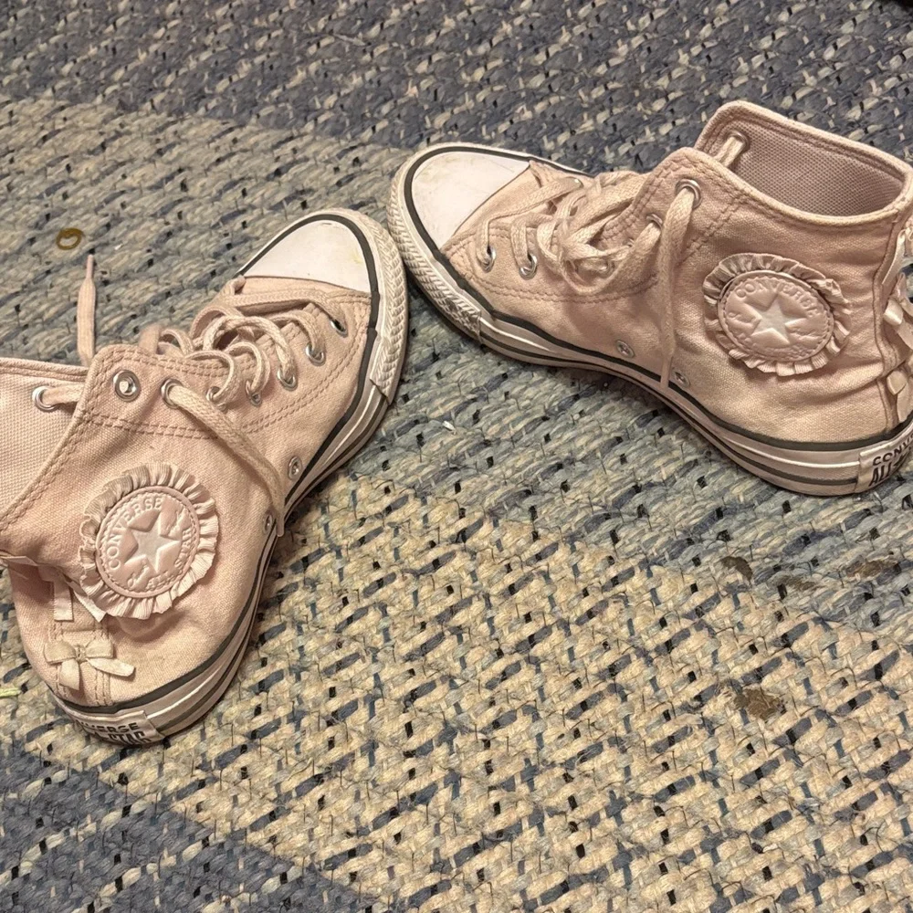 Converse Pink Canvas High-Top Sneakers with Bows